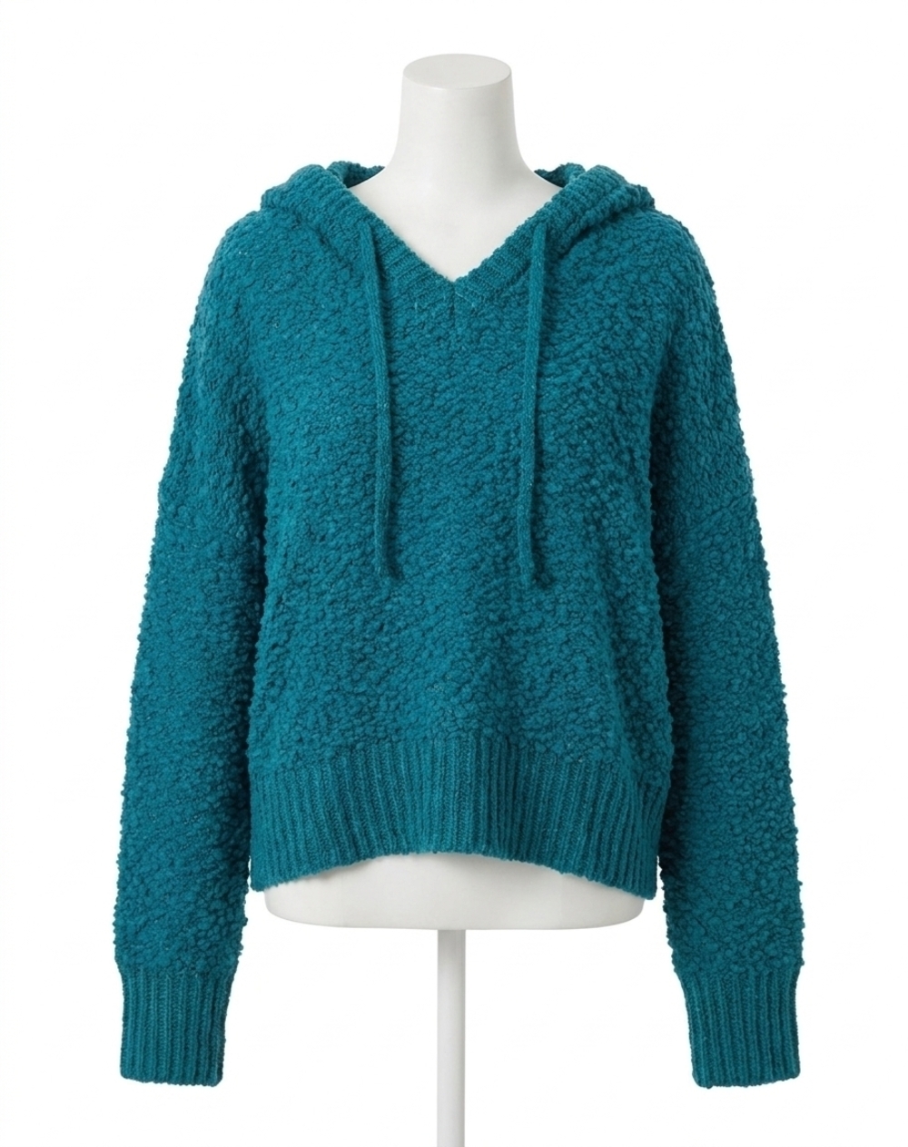 NEW POL textured knit hoodie in teal